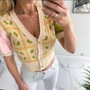 ZARA floral knit Jacquard Cardigan